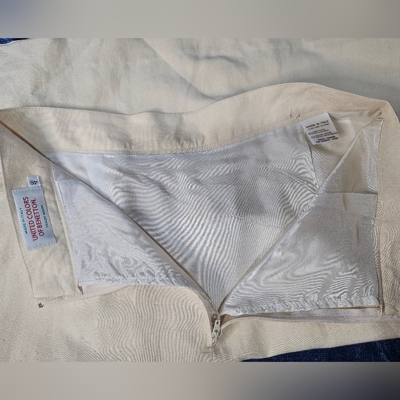 New Vintage Oatmeal Cream Flax Linen Pencil Skirt 46 Medium - Picture 8 of 11